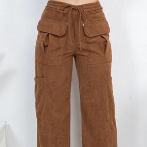 Women's Brown Corduroy Cargo Pants